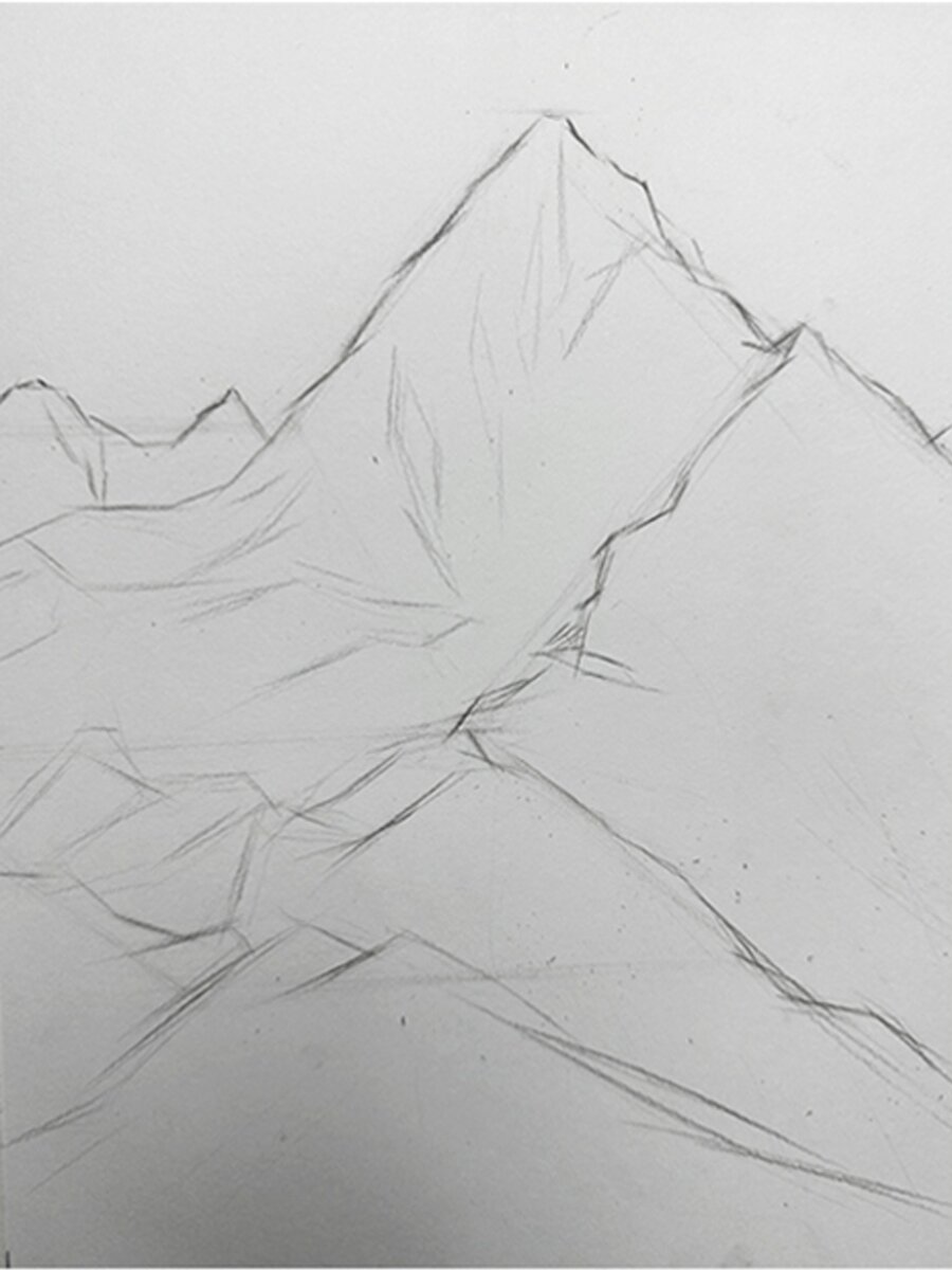 素描风景 玉龙雪山 图文步骤