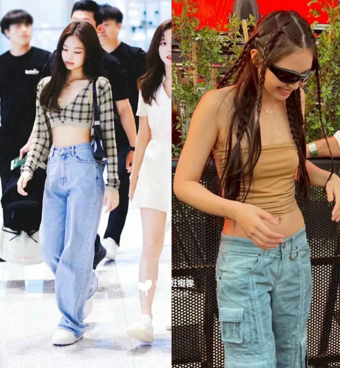 高腰裤jennie腿长一米八,低腰裤jennie身高一米五