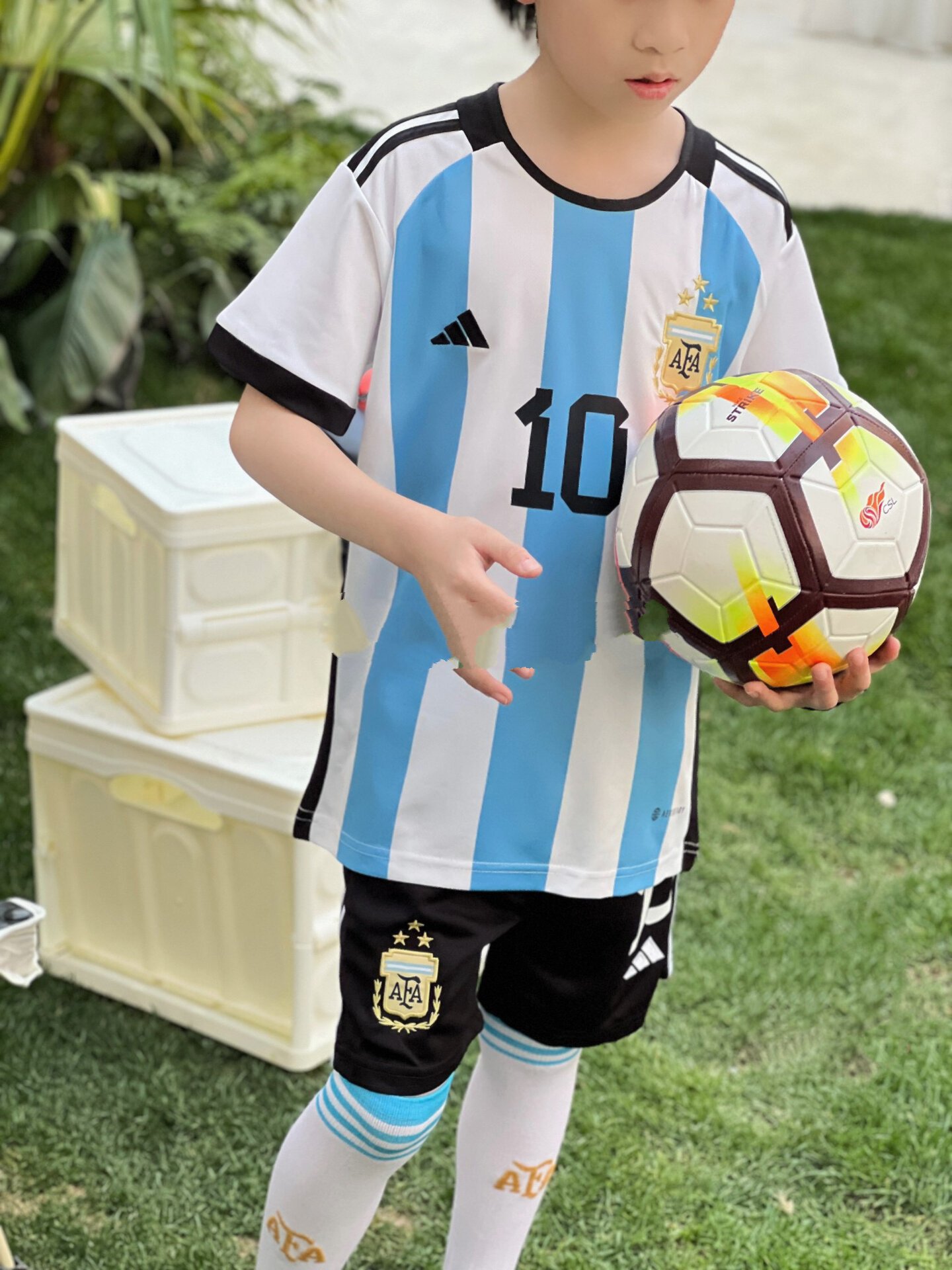 阿根廷10梅西世界杯夺冠球衣 永远的10号 经典的蓝白条纹 永远的经典