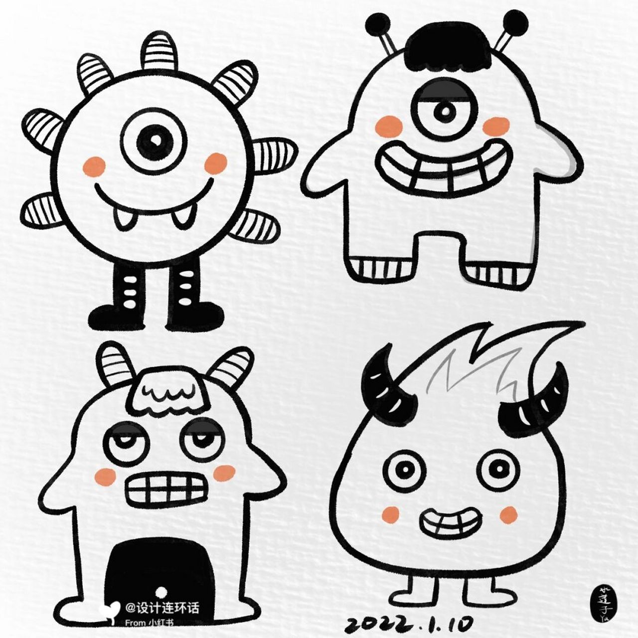 可爱简笔画:怪兽乐园 #简笔画# #ipad手绘# #可爱# #治愈# #画画