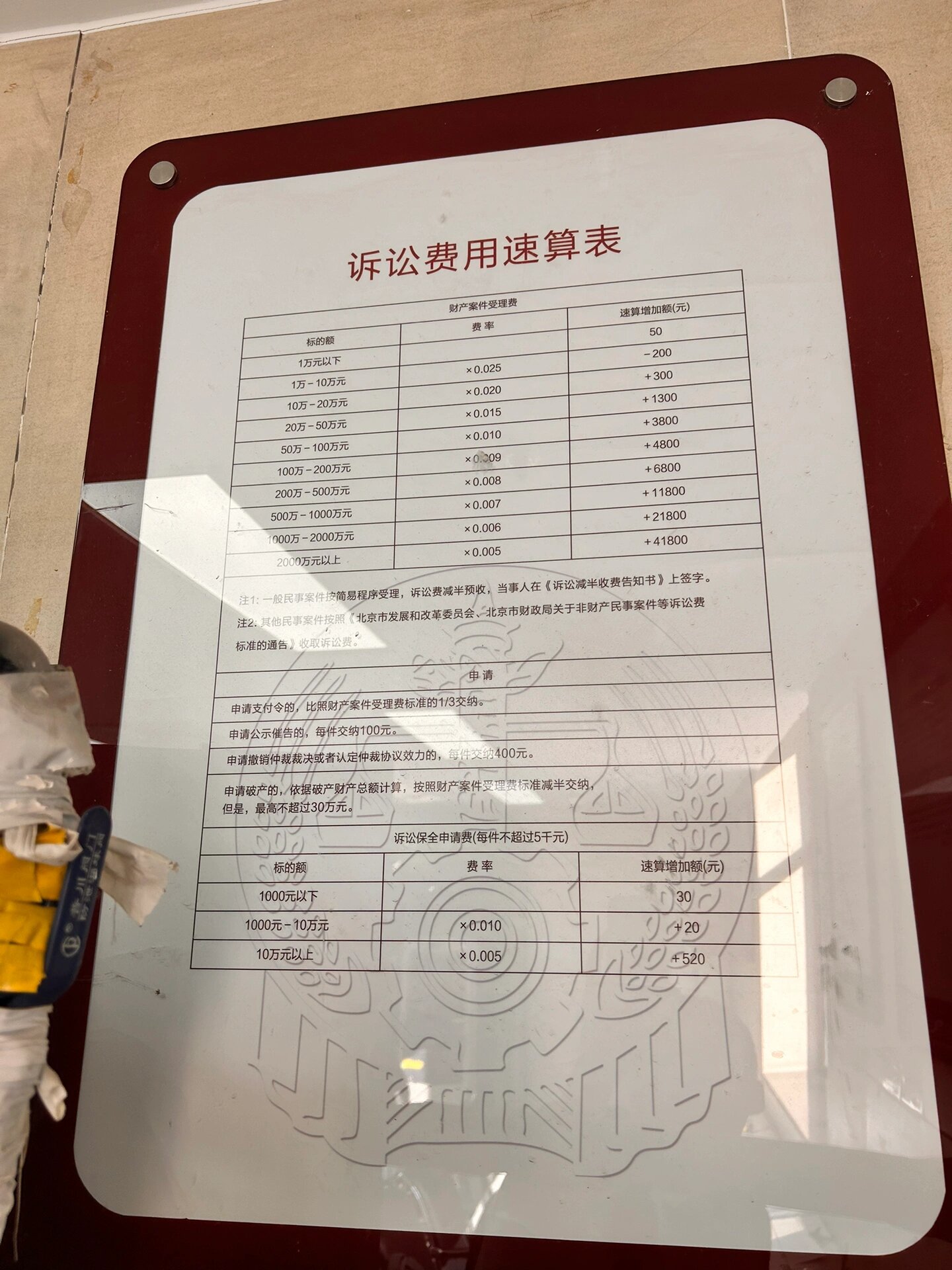 诉讼费不知道交多少?看过来 如图所示,为法院收费表