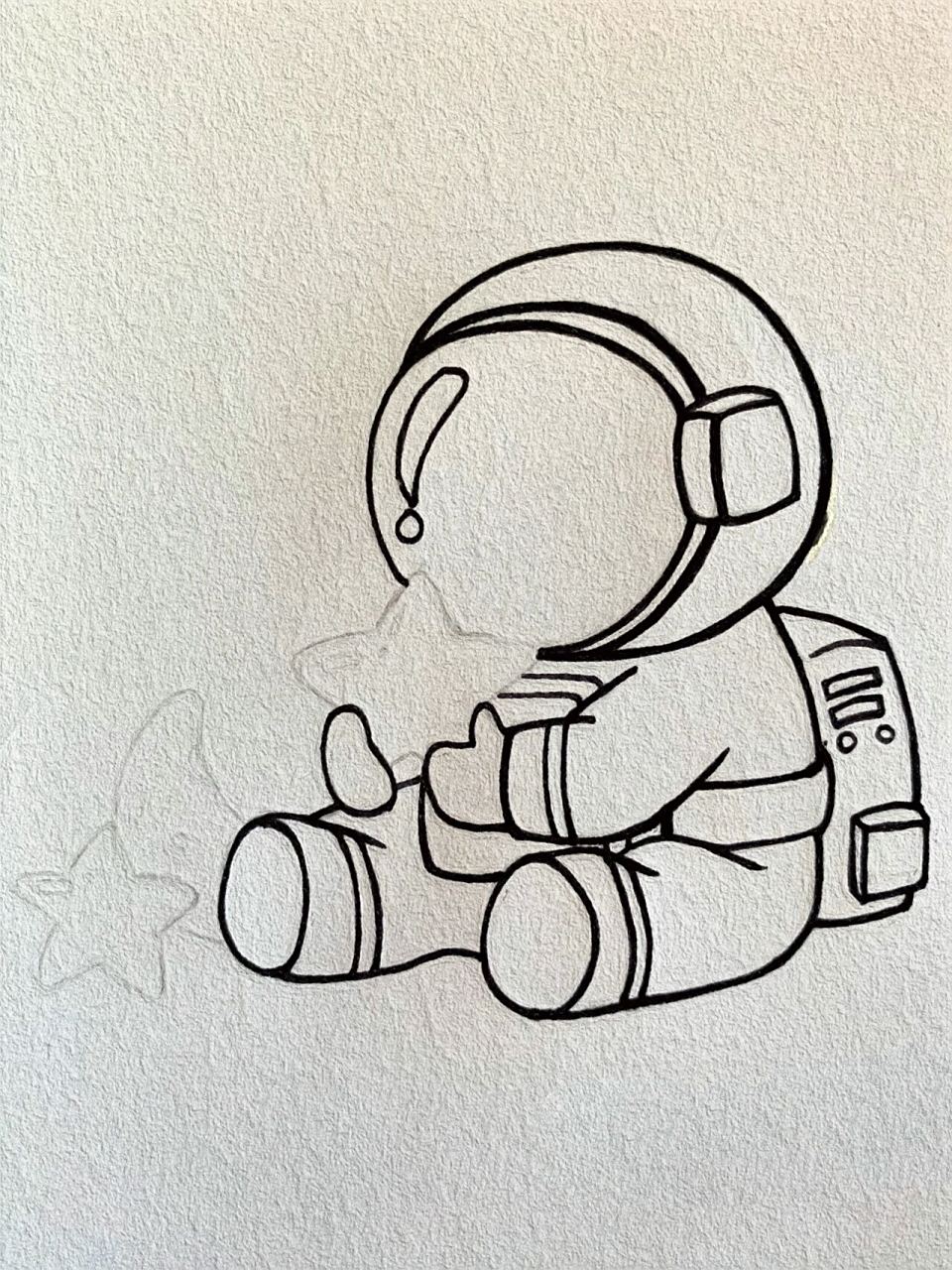 简笔画·插画-宇航员        宇航员简笔画绘画过程来啦