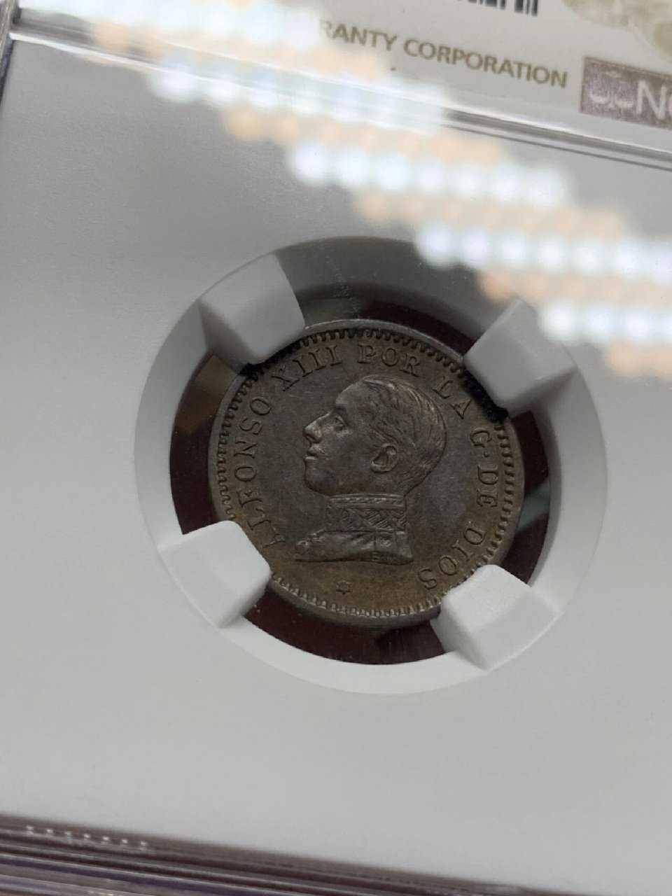 西班牙阿方索十三世铜币 阿方索十三世是阿方索十二世的遗腹子,1886年