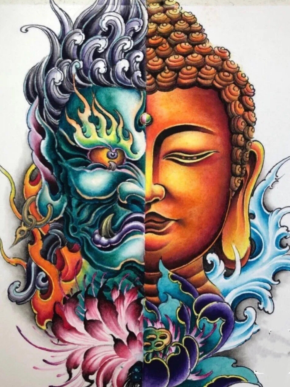 佛纹身手稿满背佛纹身手稿手臂佛纹身手稿