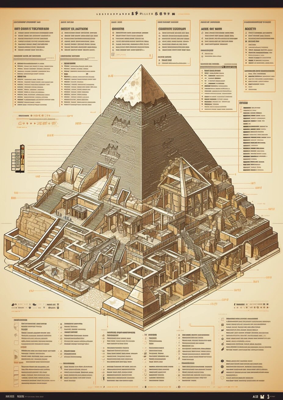 ai还原埃及胡夫金字塔结构设计图纸