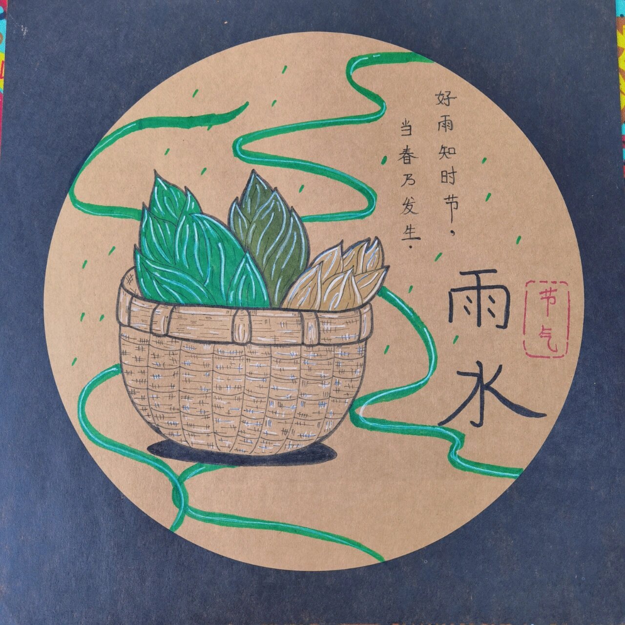 节气儿童画—雨水 临摹儿童画#24节气# #24节气儿童画