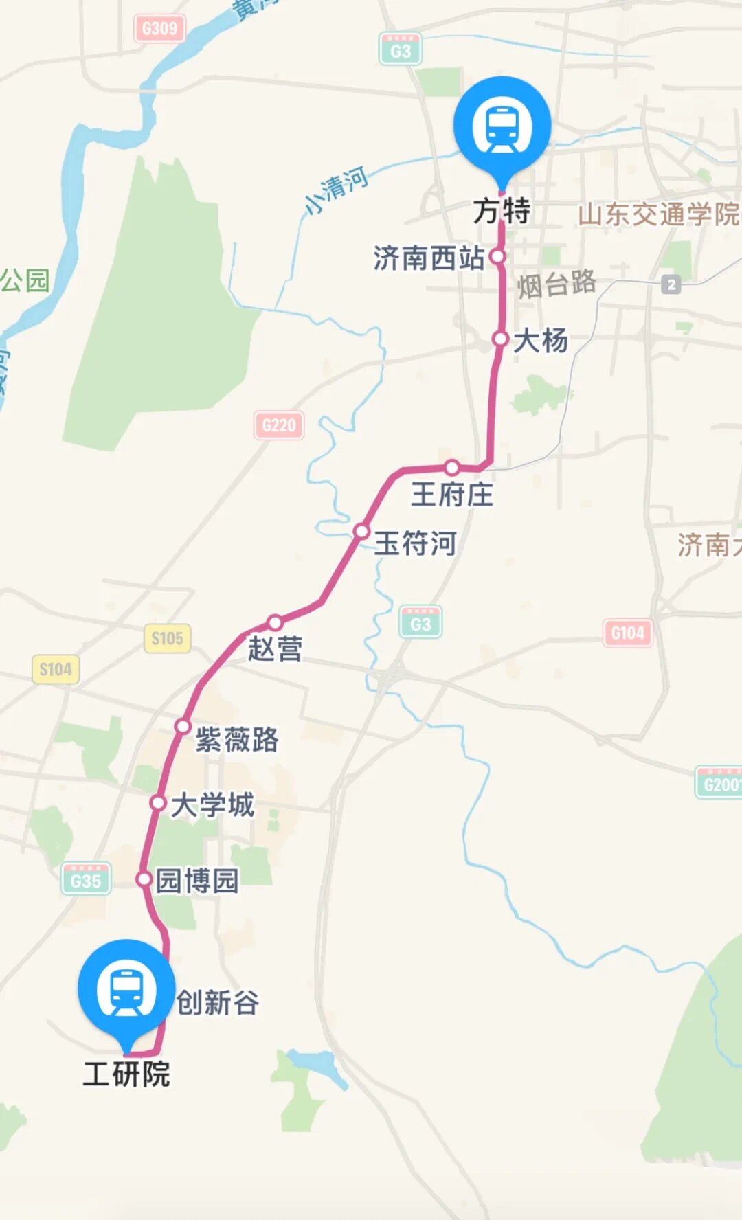 济南地铁1号线示意图