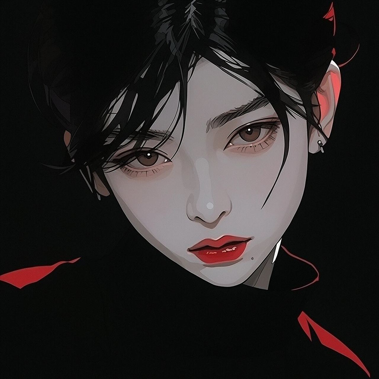 女生禁欲系高冷黑色氛围感头像 图二短发绝了,图一是把之前网上看到的