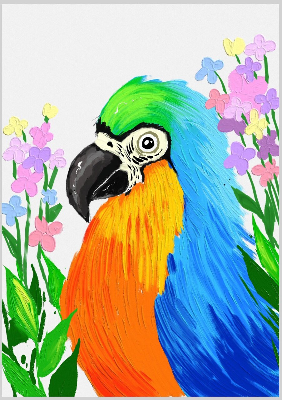 鹦鹉儿童丙烯画 创意儿童画