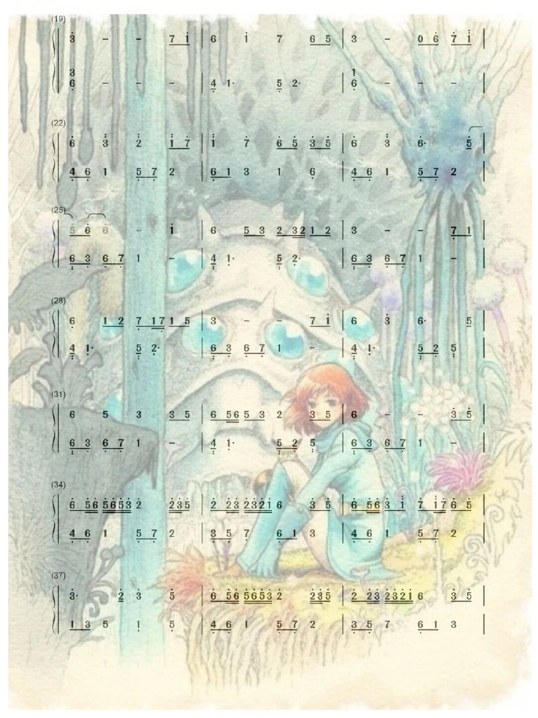 风之谷·简谱(c调