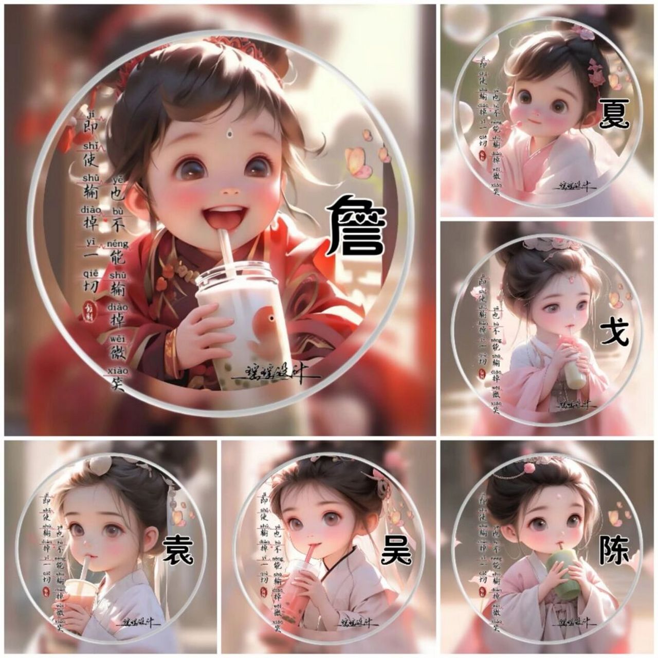 女生卡通姓氏头像 #姓氏头像# #卡通头像# #ai人物# #姓氏背景图