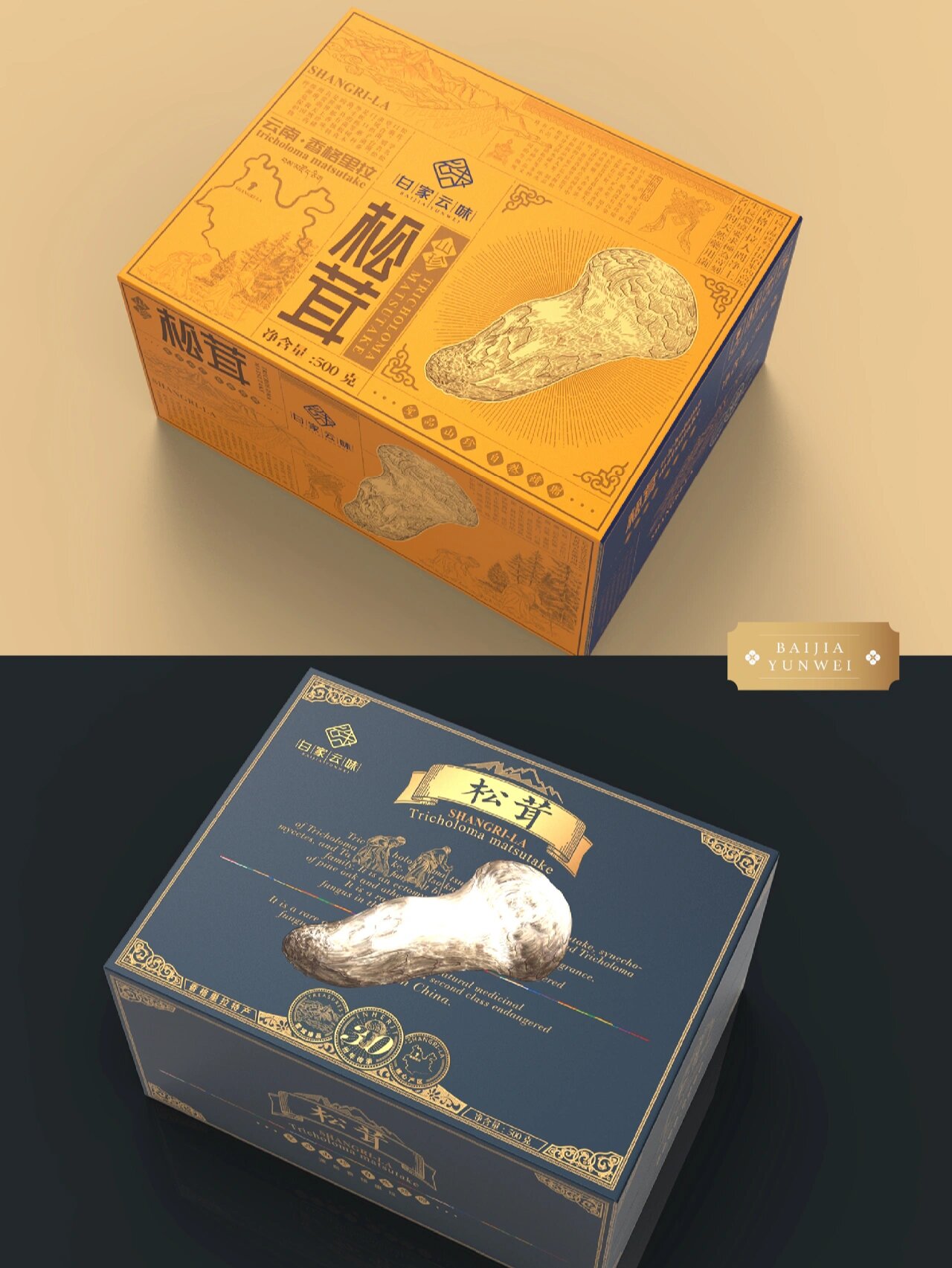 一个有故事的松茸礼盒|原创设计 品牌名称:白家云味 项目类型:包装