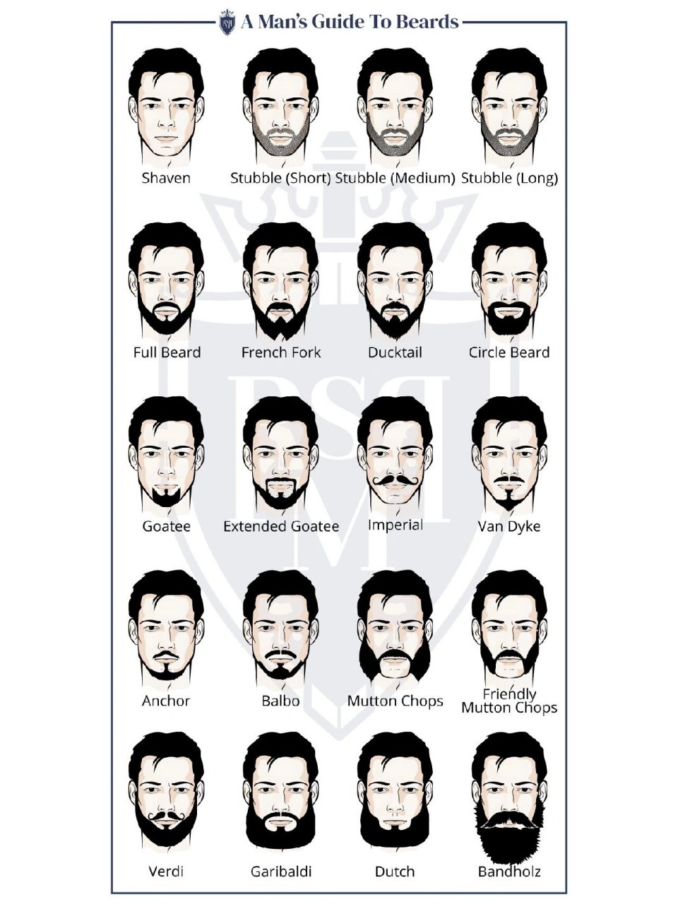不同胡子类型的英文表达