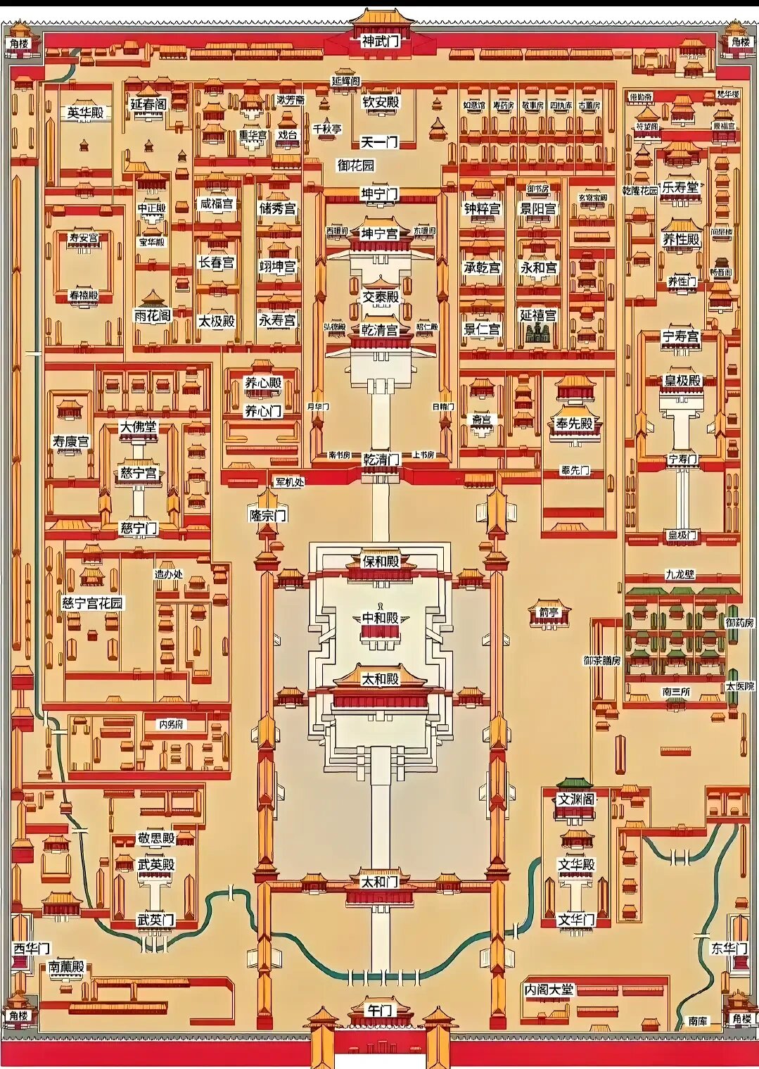 故宫分布图!这辈子总要去一次吧!