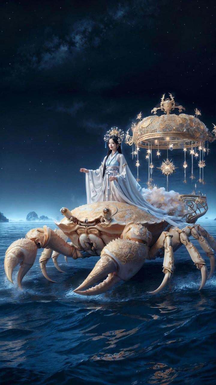 ai绘画-国风十二星座之:巨蟹座 有巨蟹座的么?评论区里报到一下呗?