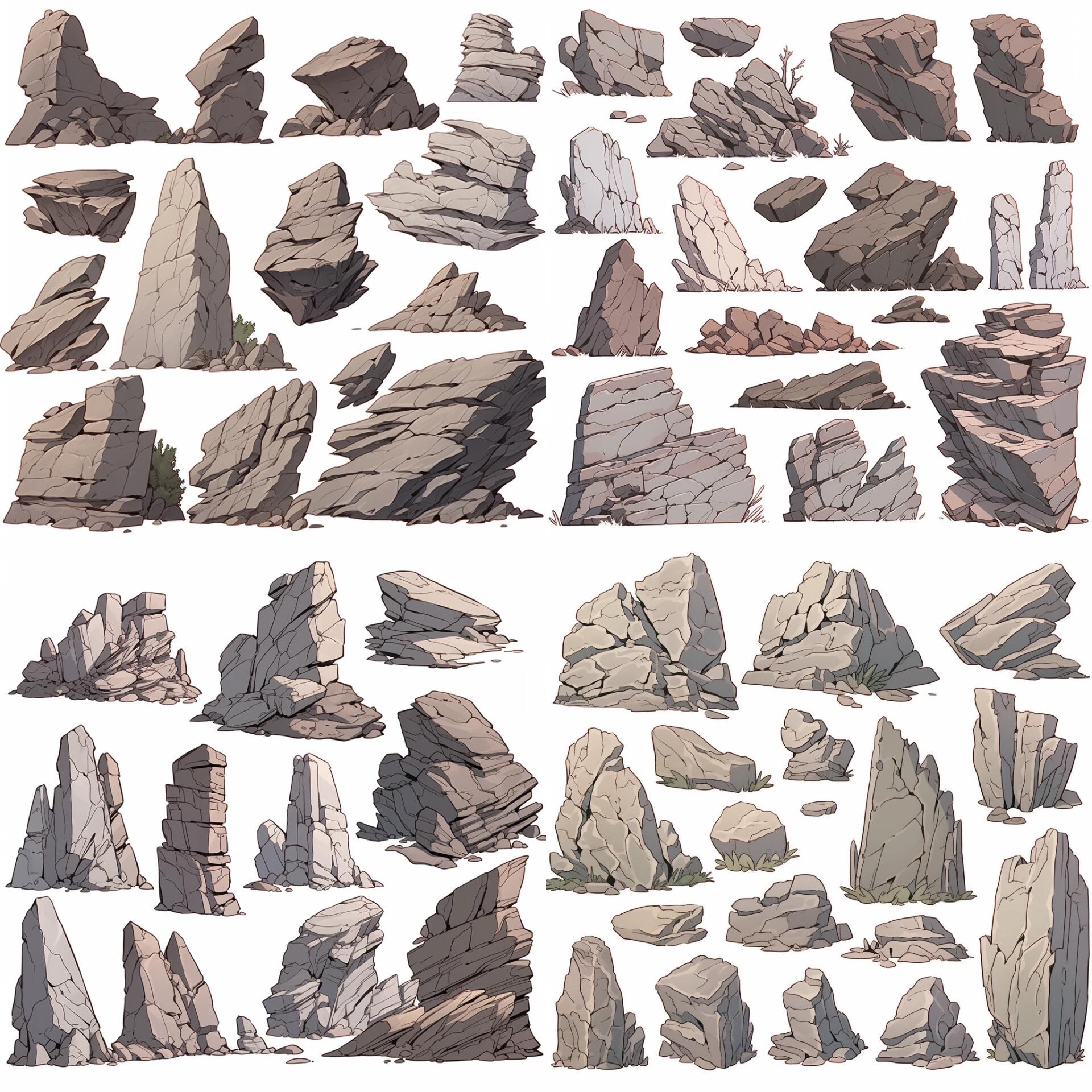 岩石手绘素材集