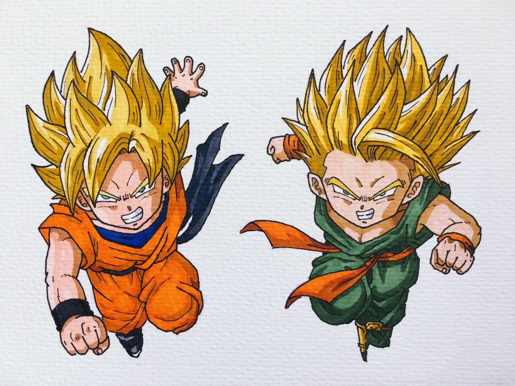 马克笔手绘七龙珠悟天特兰克斯 七龙珠的画风对于我来说有点难画,光是