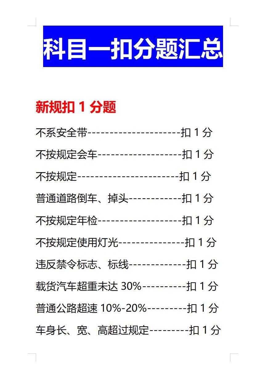 科目一扣分题巧记口诀图片