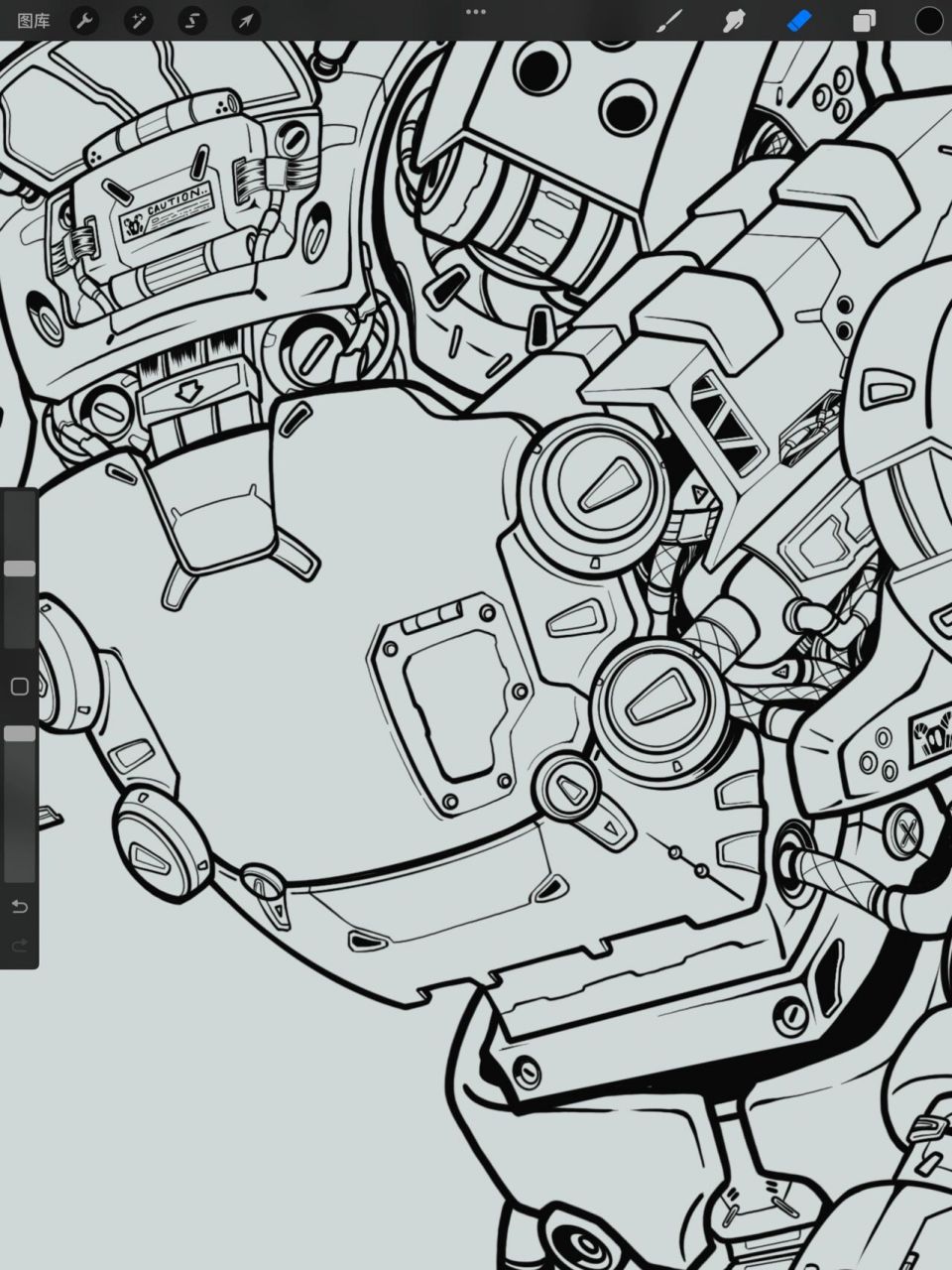 硬核机甲线稿细节分享