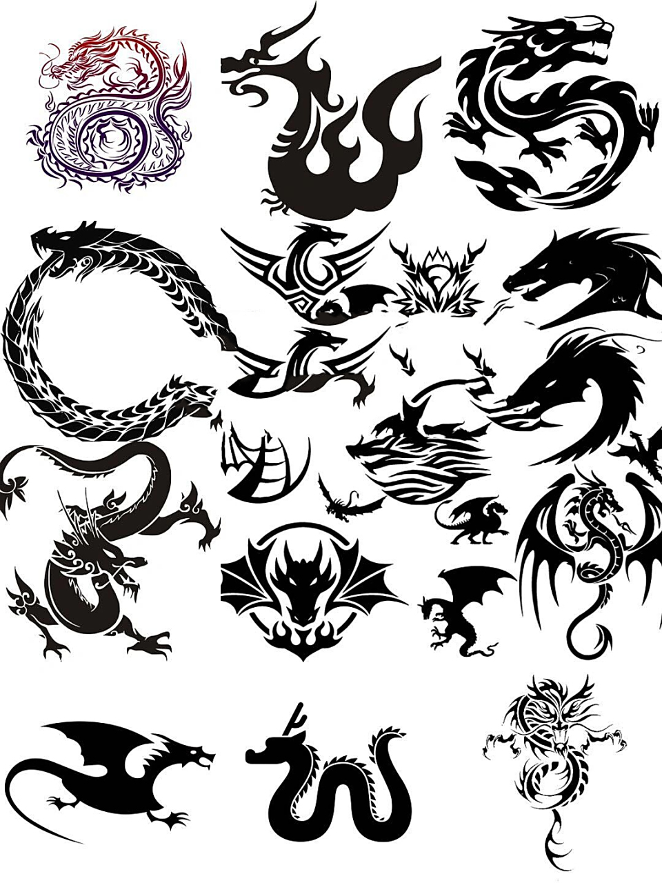 145款中国风古典龙纹龙图腾龙纹身图案png透明背景免扣素材