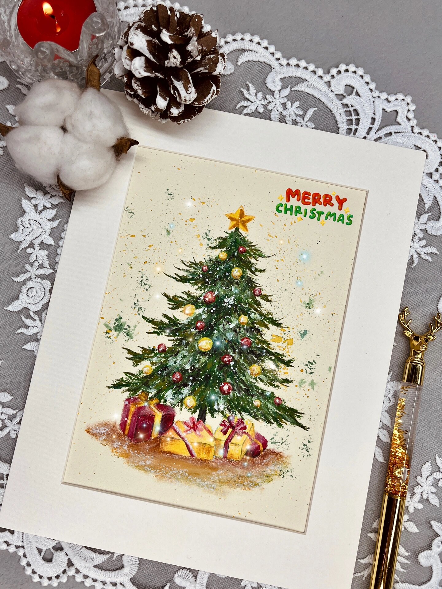 油画棒 圣诞树(附步骤,色卡