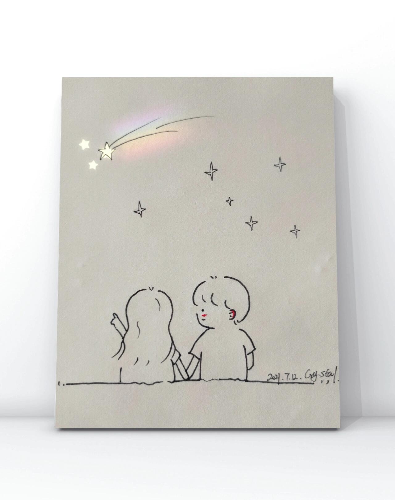 简笔画|陪你看星星✨