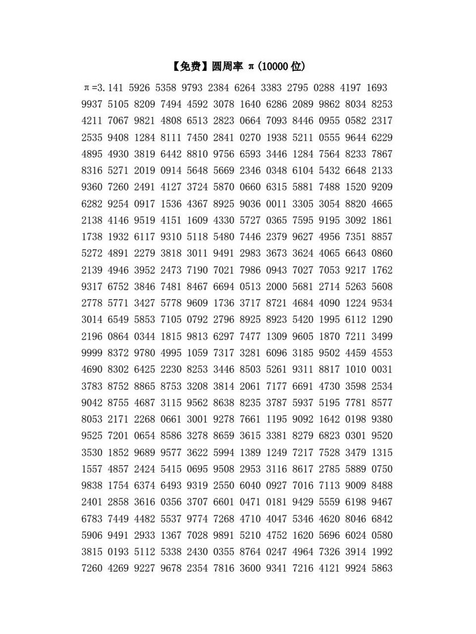 一起来背圆周率(这是一万位的) 欢迎大家和我一起背圆周率