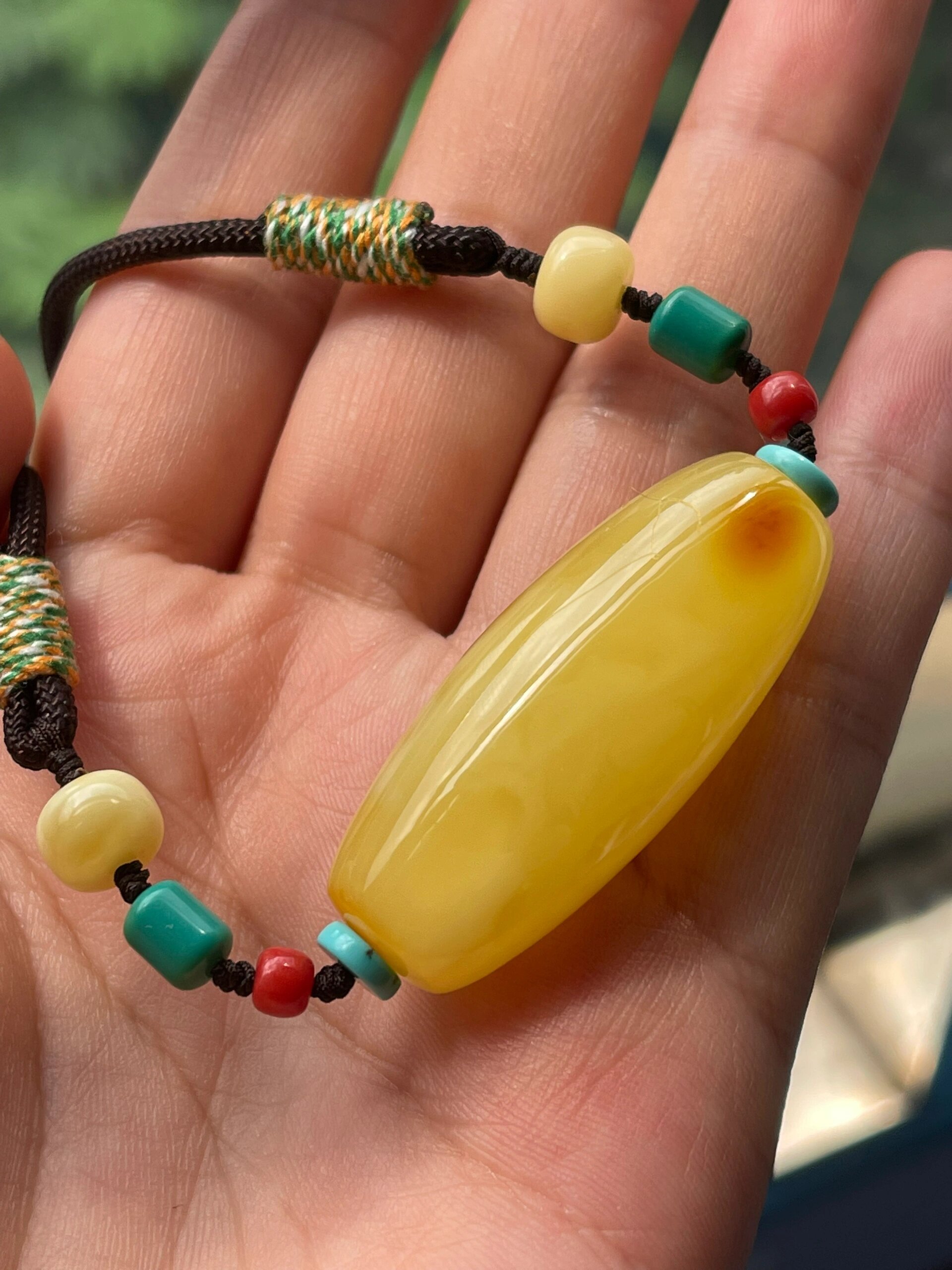 蜜蜡天珠锁骨项链