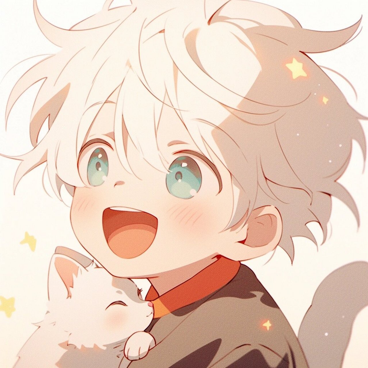 可爱加倍|少年与猫动漫头像 这次有多画风融合喔78#动漫男头# #动漫