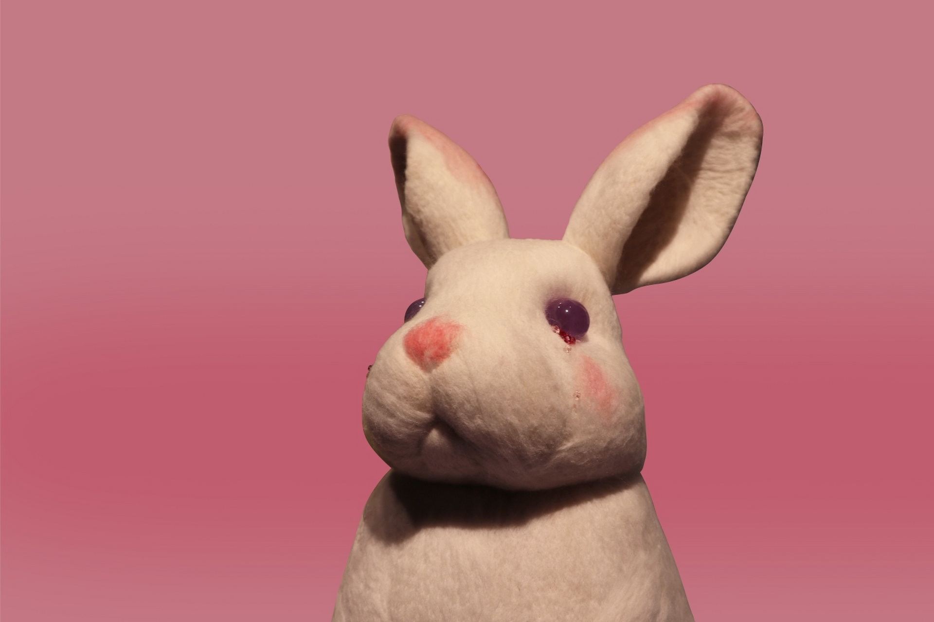 羊毛毡雕塑/可爱又可怜的乖乖小兔子92 流泪小兔 60cm