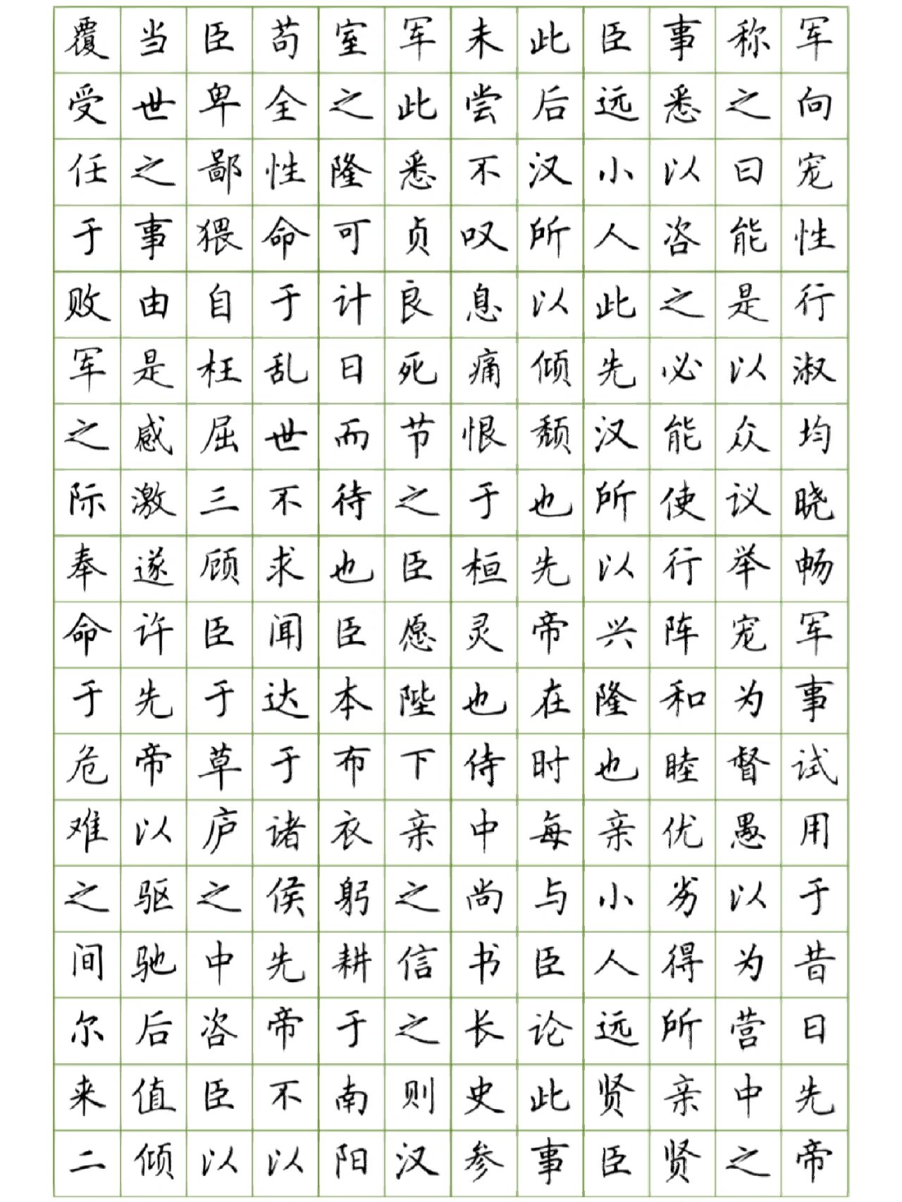 诸葛亮《出师表》硬笔书法作品欣赏