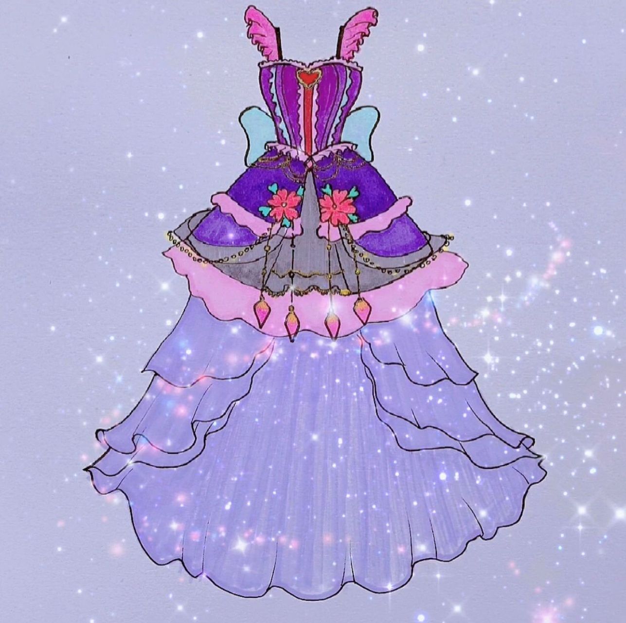 画精灵梦叶罗丽王默黑化的裙子过程