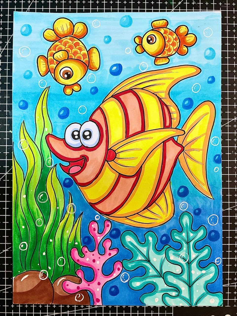 马克笔儿童画—《小丑鱼3》