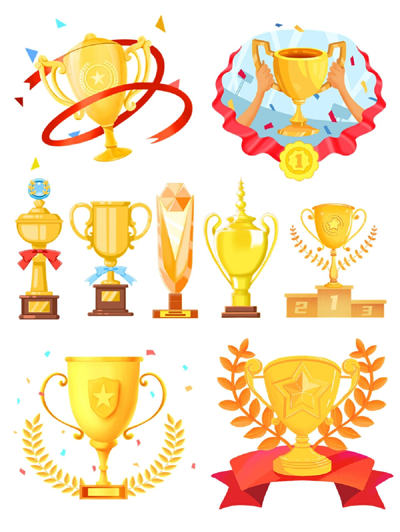 96免抠元素丨卡通冠军奖杯