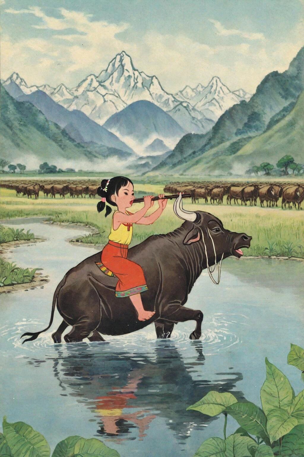 课本插画-牧童