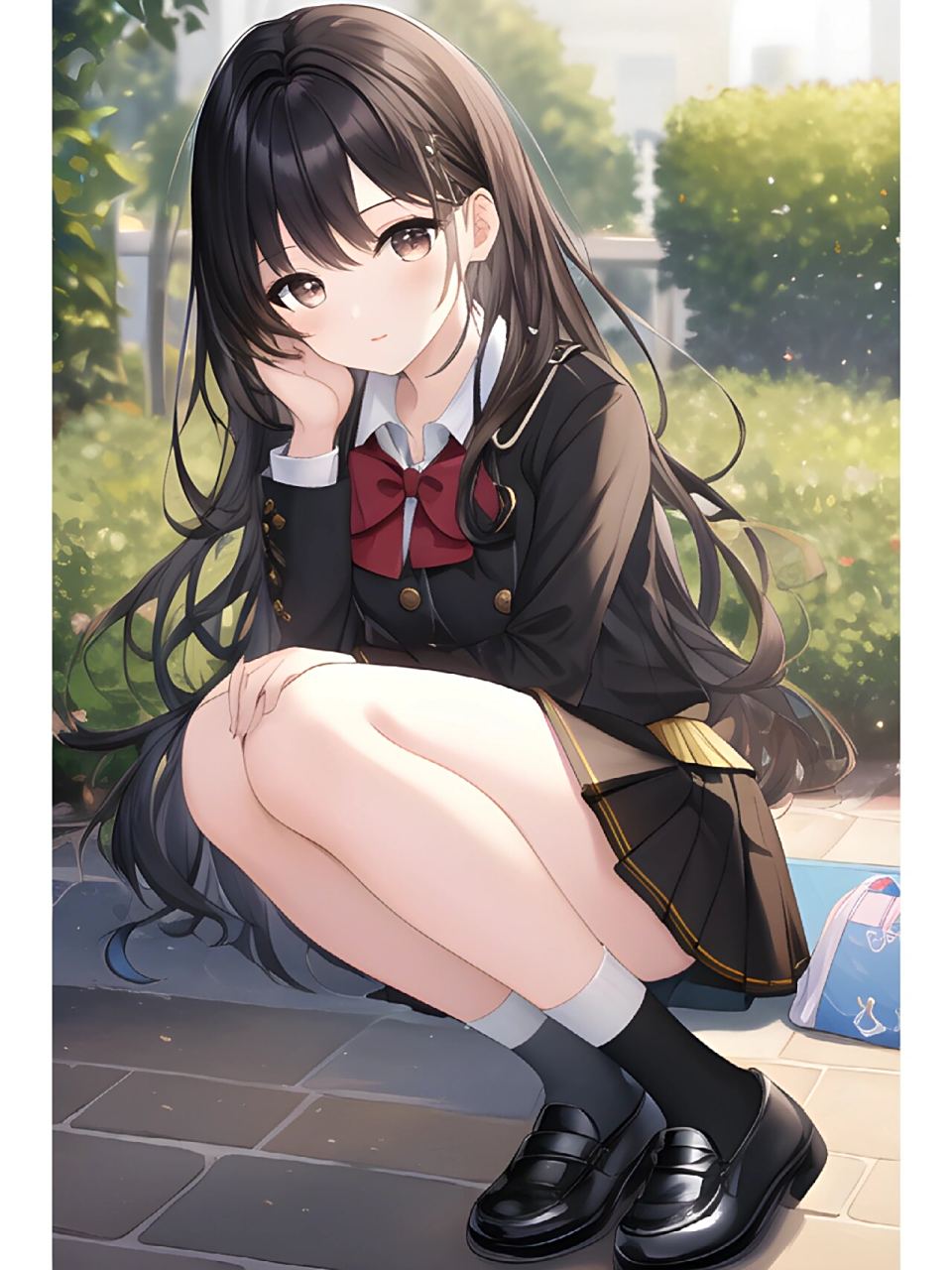 黑色连衣裙女孩,动漫二次元绘画人物 #西安随手拍# #动漫人物绘画