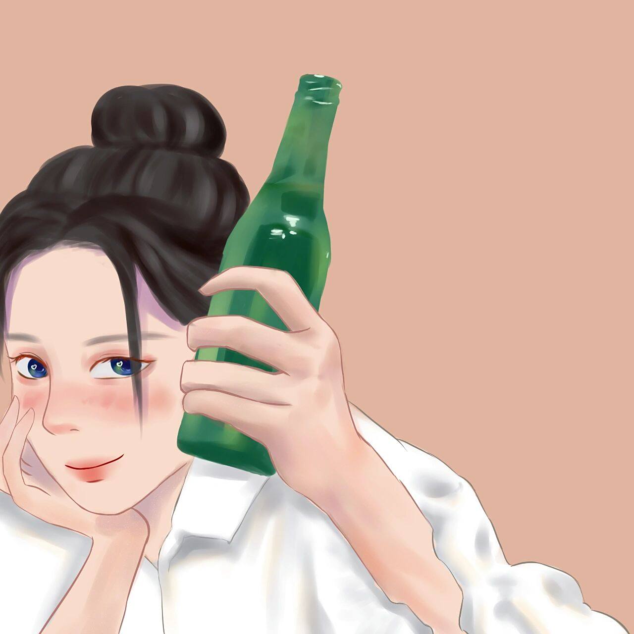 喝酒头像ins手绘 头像临摹~ 作者:没人喜欢我的画