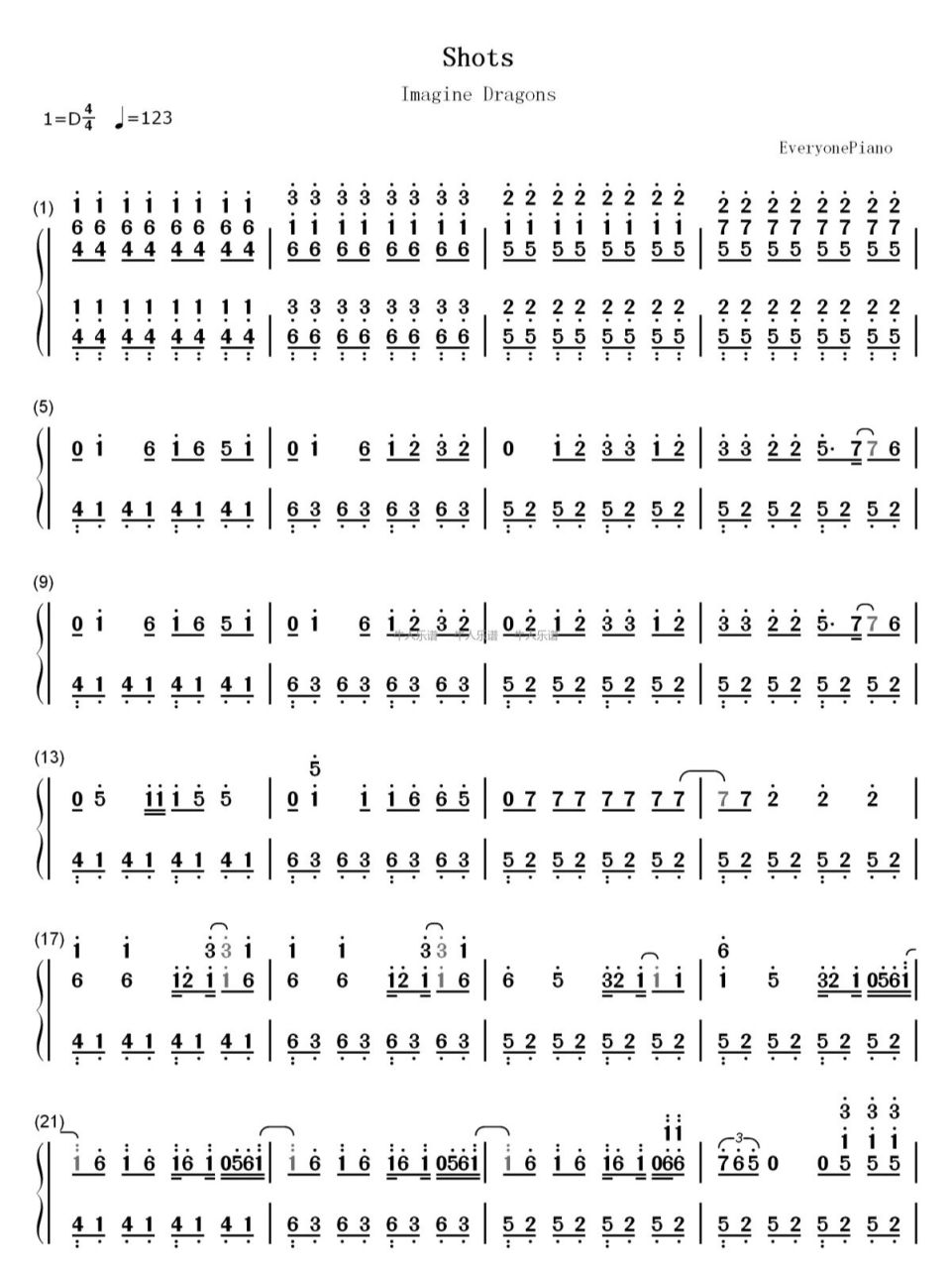 imagine dragons 《shots》钢琴简谱      《shots》是美国乐队