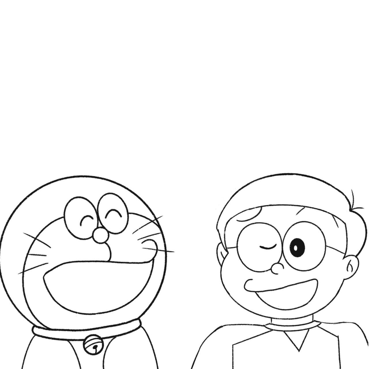 哆啦a梦和大熊 头像分享(附线稿)