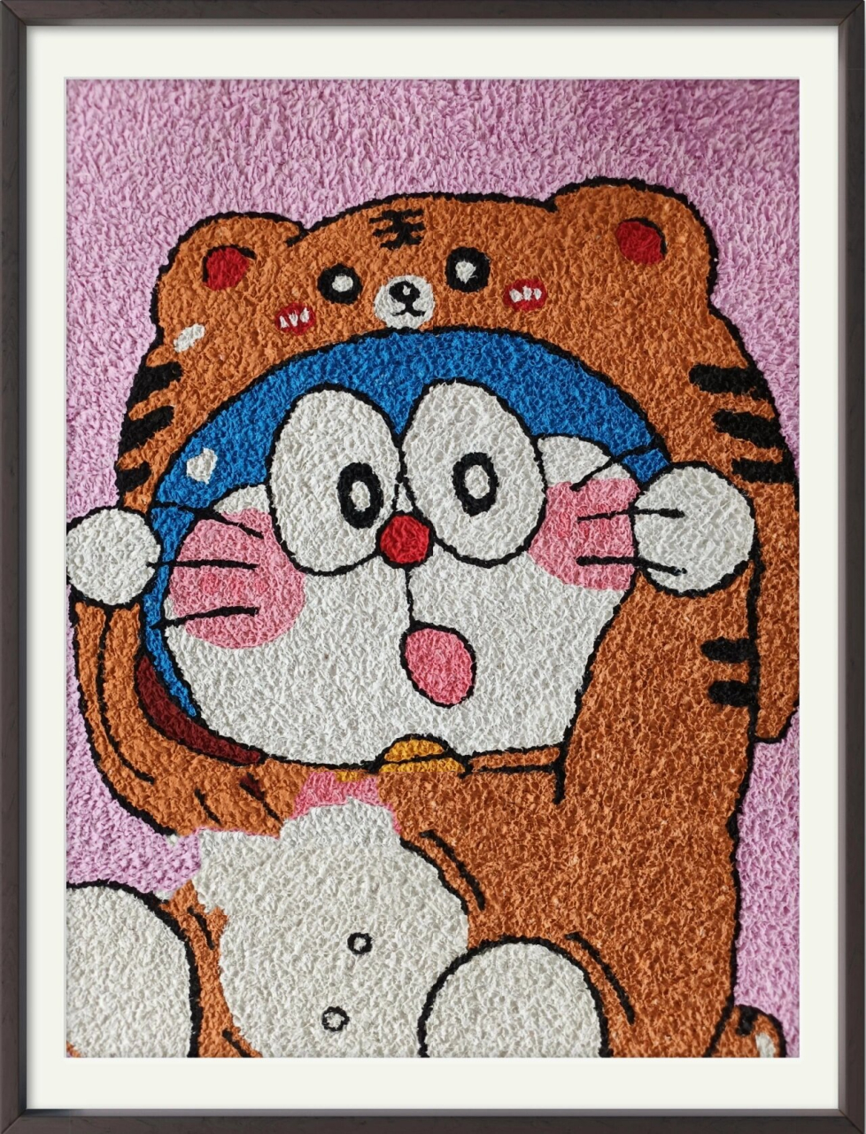 纸浆画《哆啦a梦》