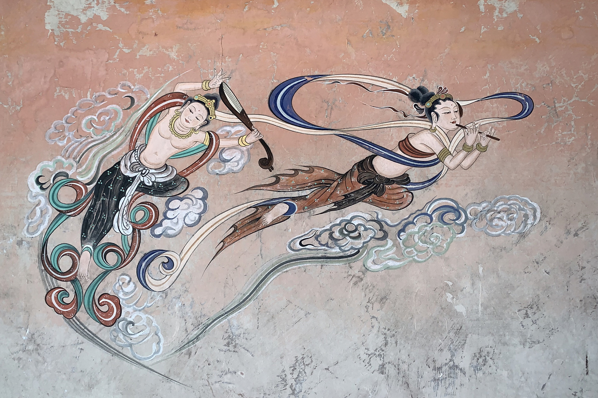 敦煌莫高窟唐代壁画(岩彩)菩萨伎乐天 敦煌莫高窟唐代壁画(岩彩)菩萨