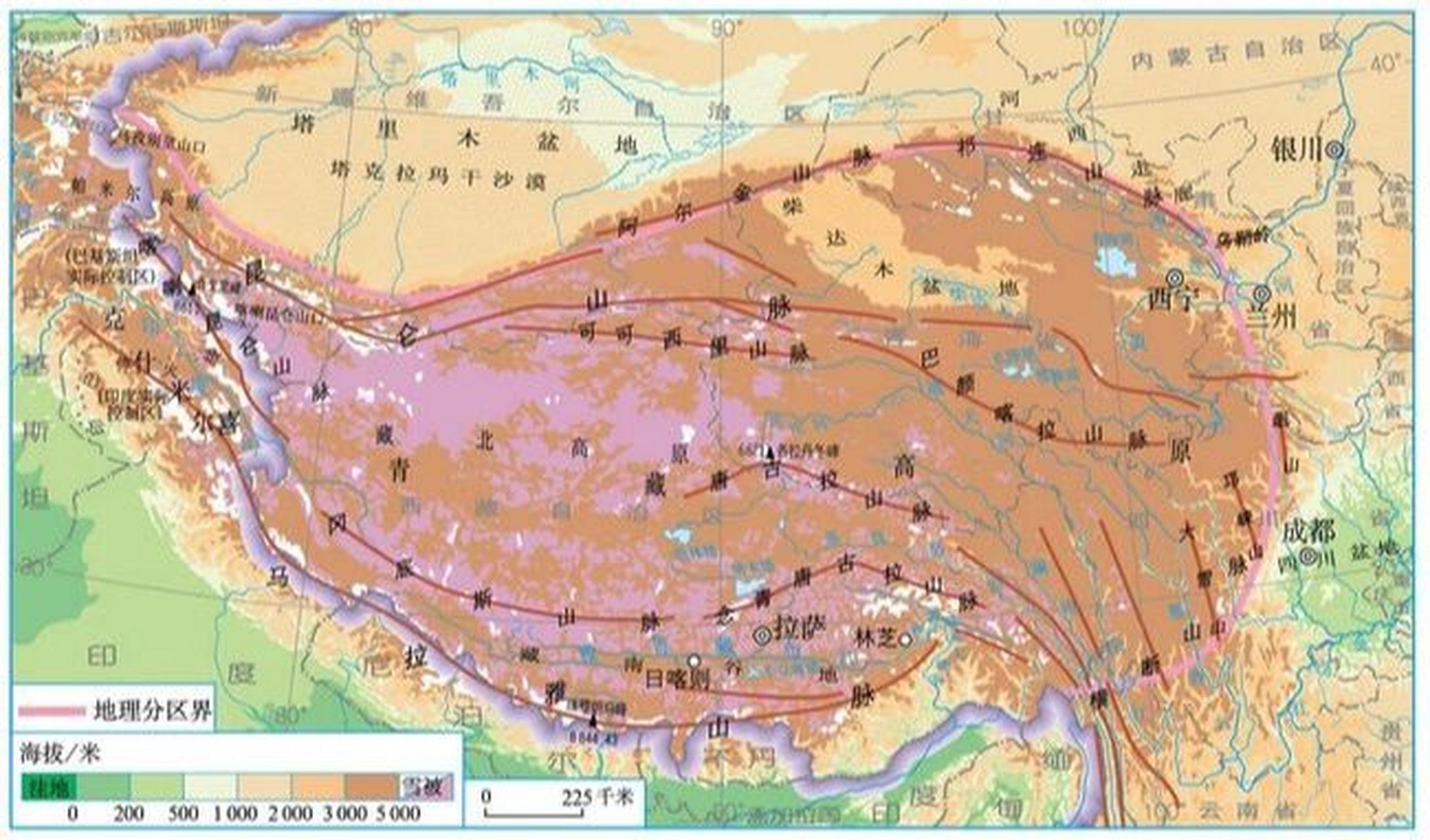 青藏高原地图上的位置图片