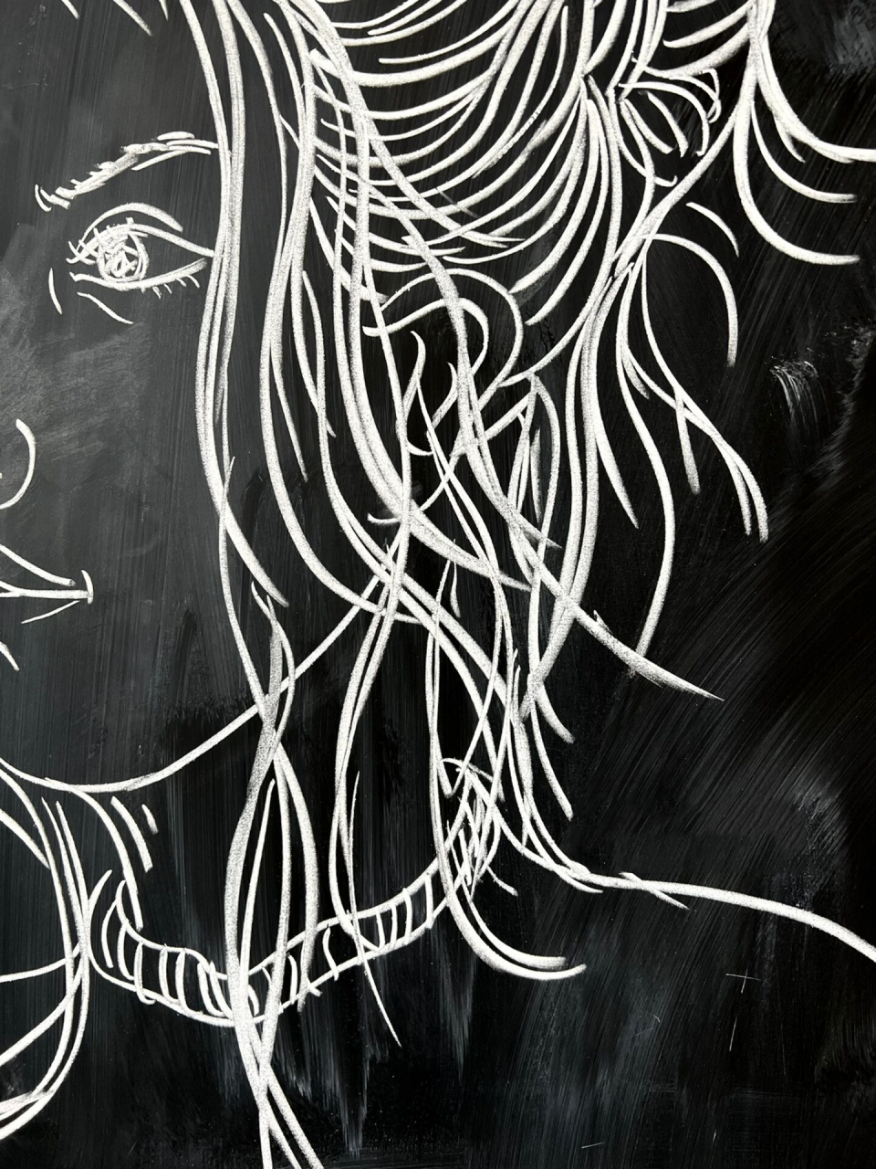 粉笔画～《画人像》 压力太大时,找父母朋友,想说就说,想哭就哭,倾诉