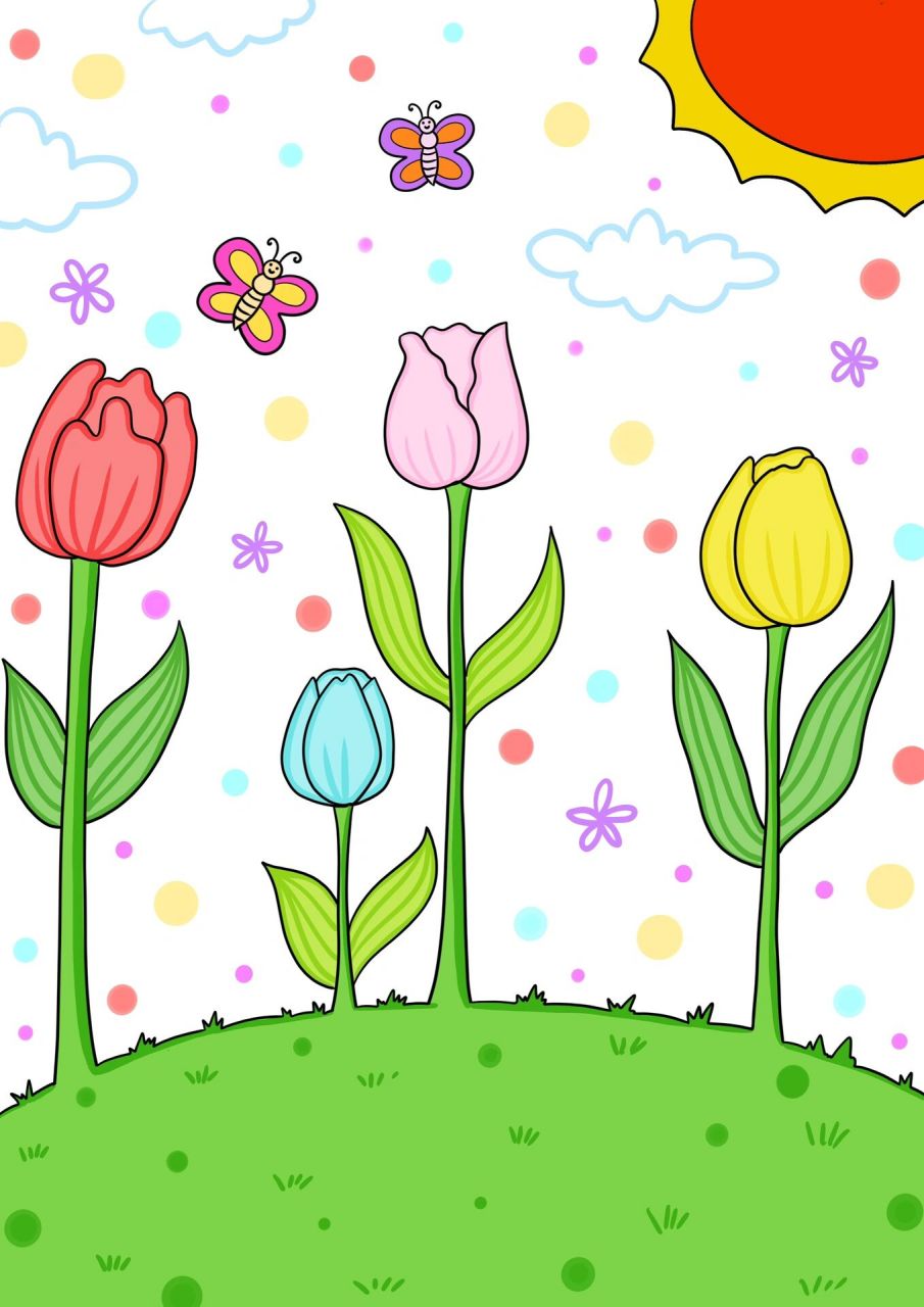 夏日花花儿童画 小花合集卡通画