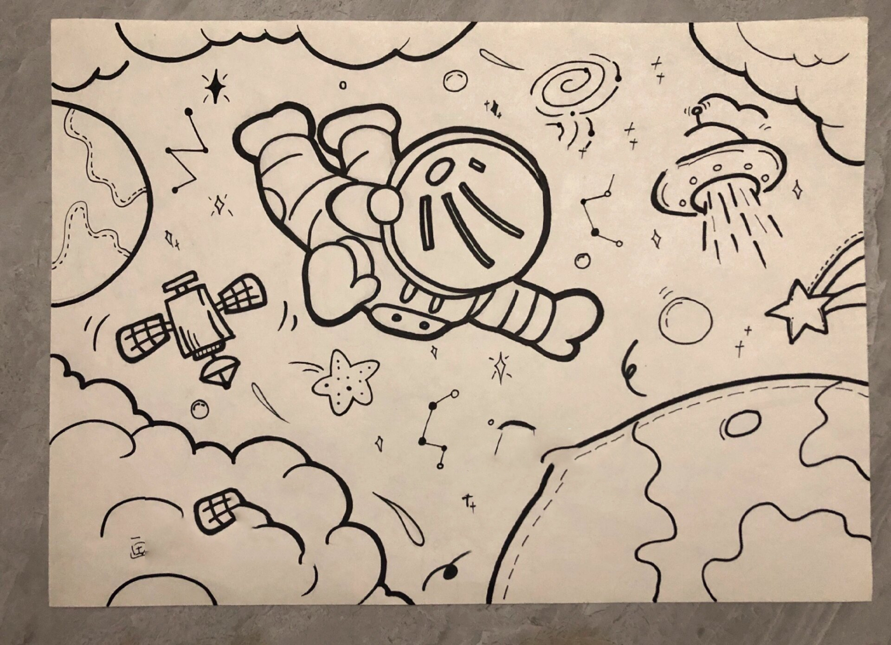 主题简笔画:太空探索,宇航员,我的航天梦 你们要的太空主题来啦