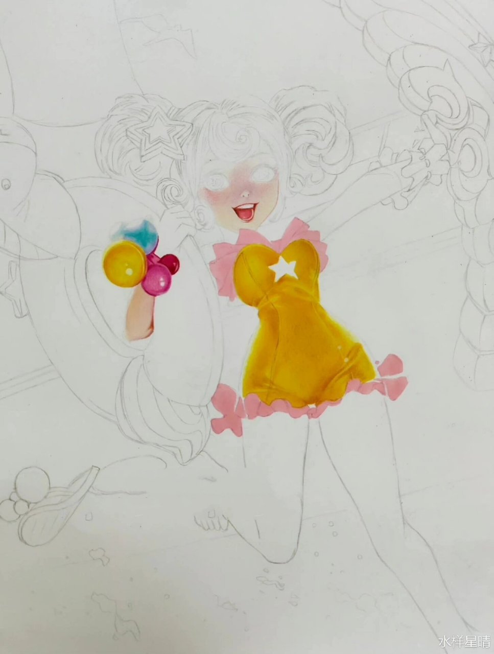 彩铅手绘王者荣耀-小乔  小乔你要努力变强哦!