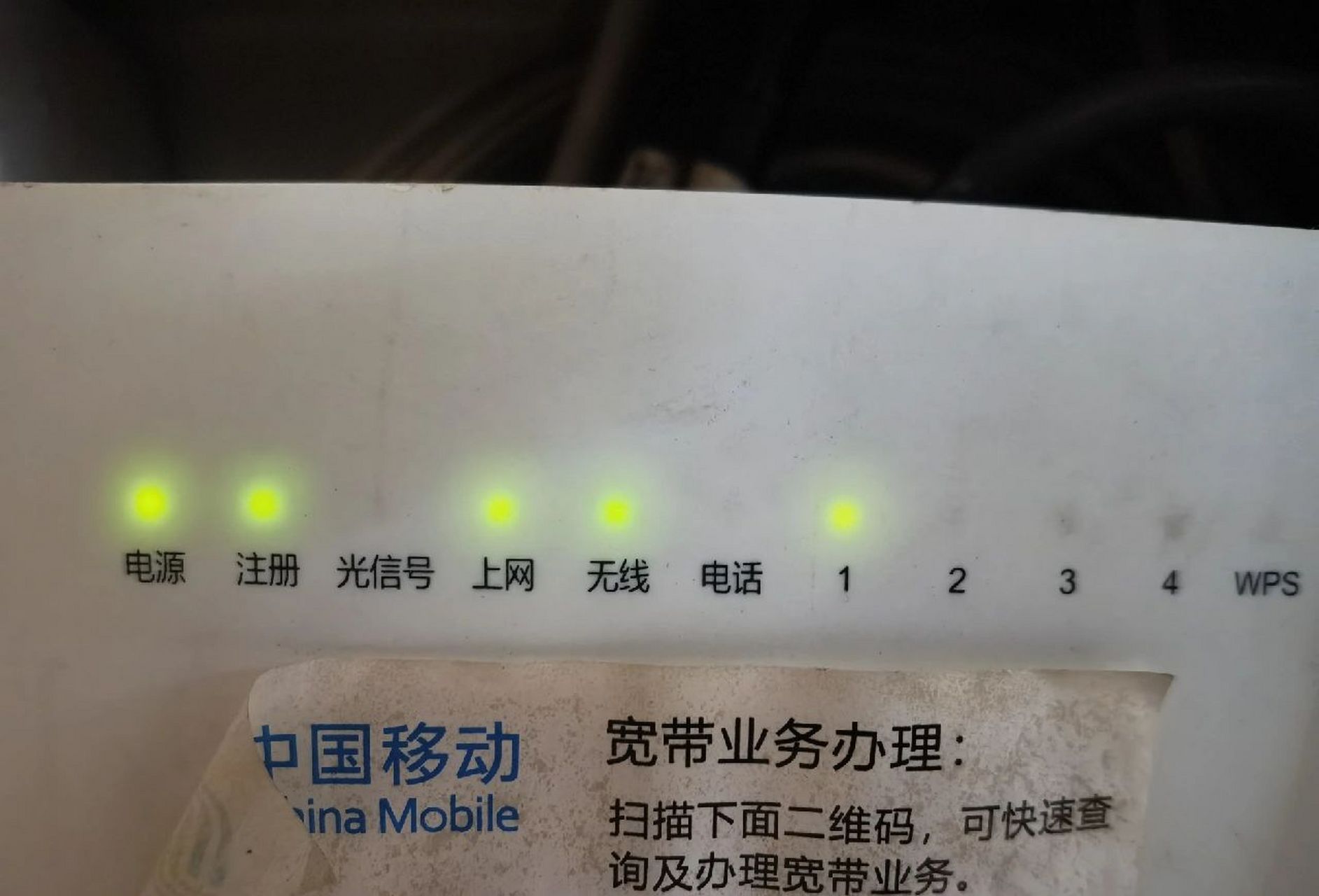 中国移动光猫指示灯图片