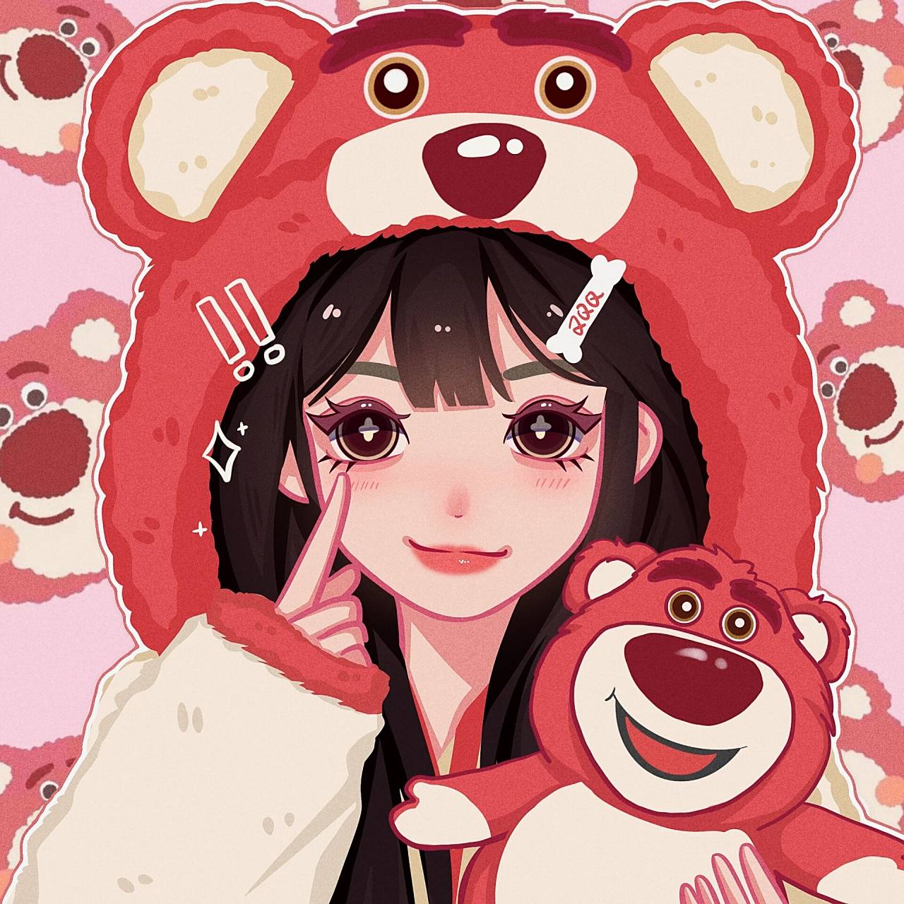 91草莓熊卡通头像～ 草莓熊和新年好配!