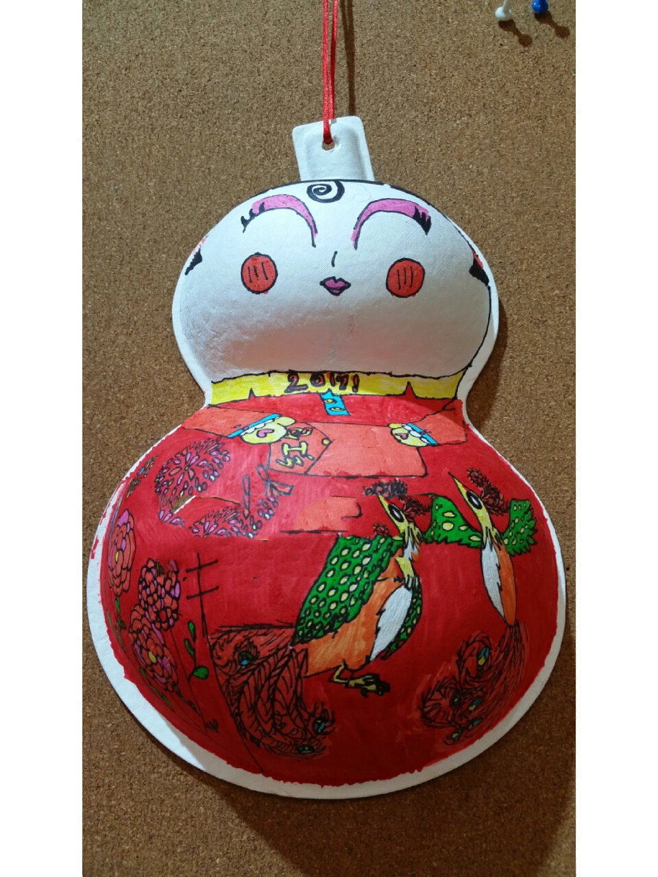 传统美术课程 画一个纸葫芦脸谱 马勺脸谱拓展课～葫芦形马勺脸谱 用