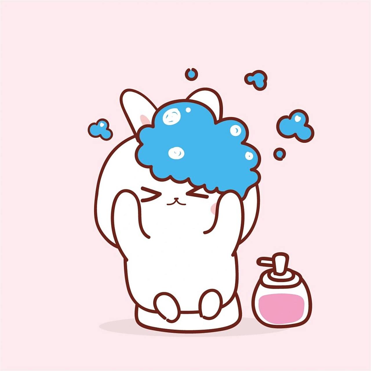 兔小萌爱洗澡可爱卡通兔子 #兔子插画# #兔子手绘# #插画设计# #兔兔